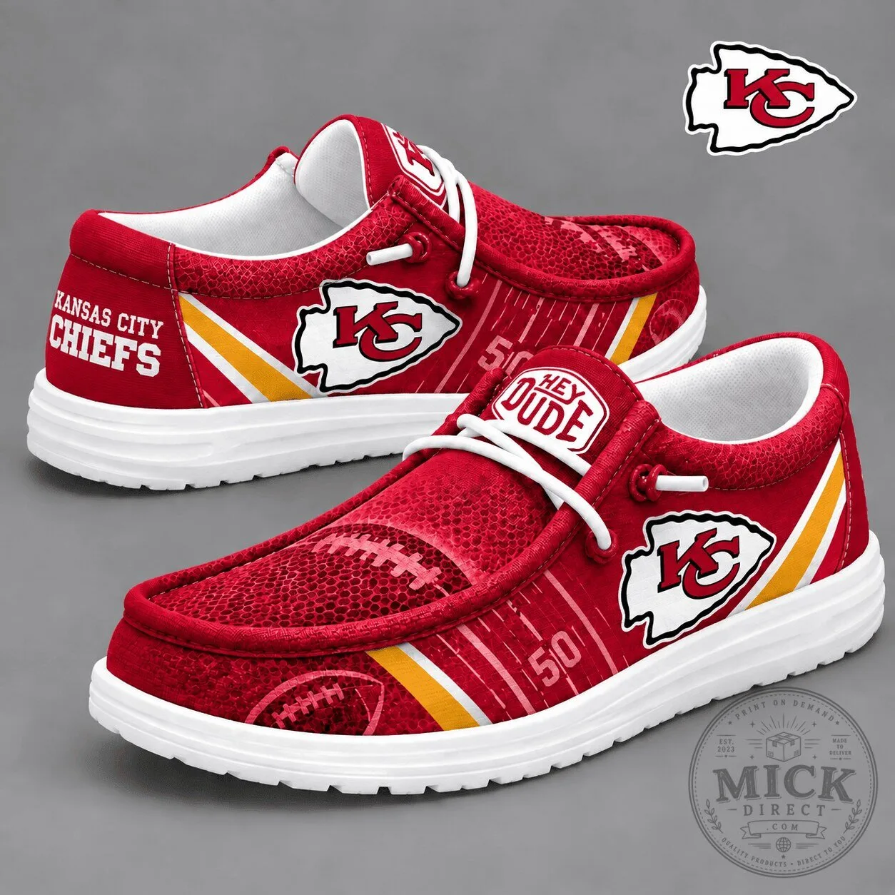Kansas City Chiefs NFL Team Football Field Pattern Casual Shoes
