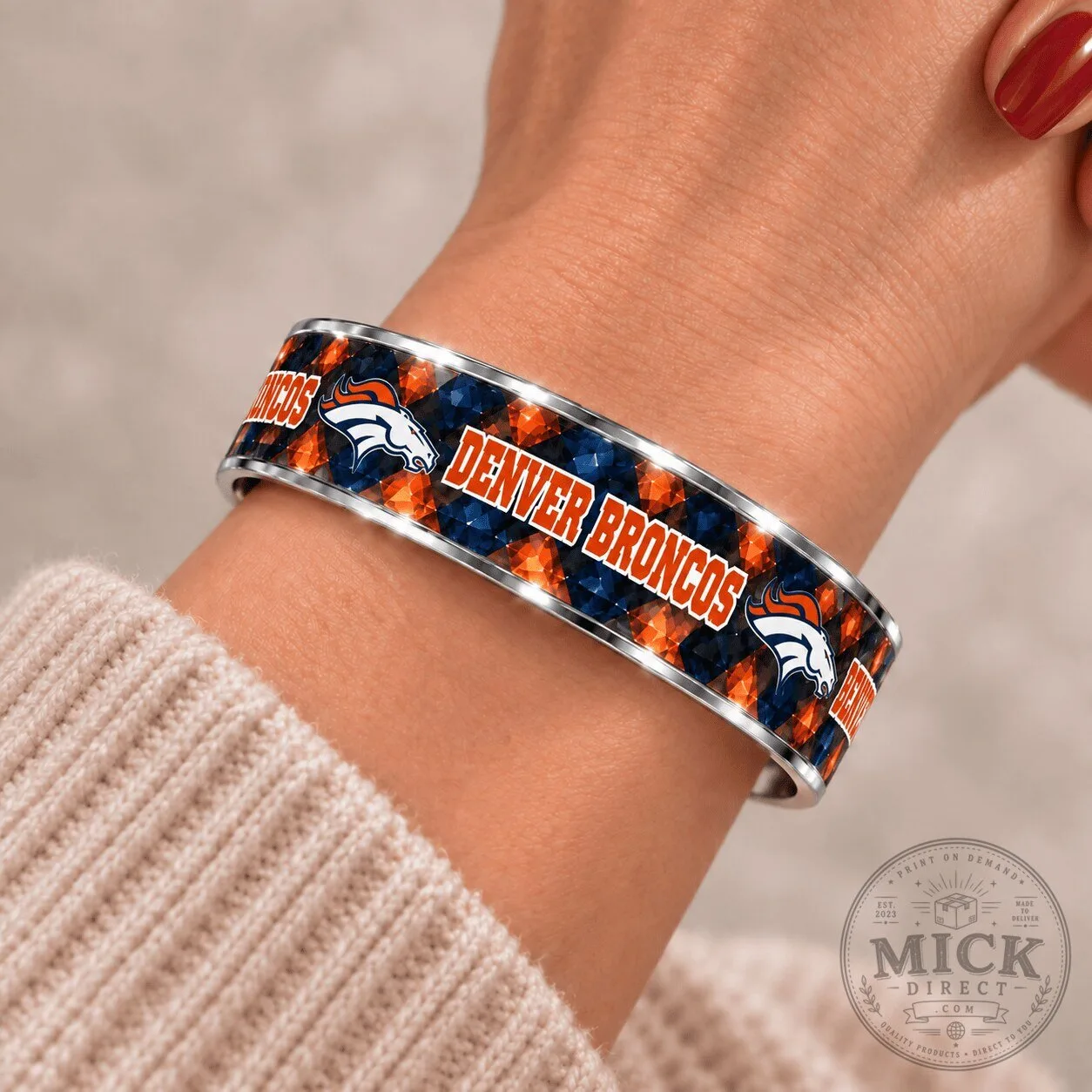 Denver Broncos NFL Football Team Logo Stainless Steel Bracelet