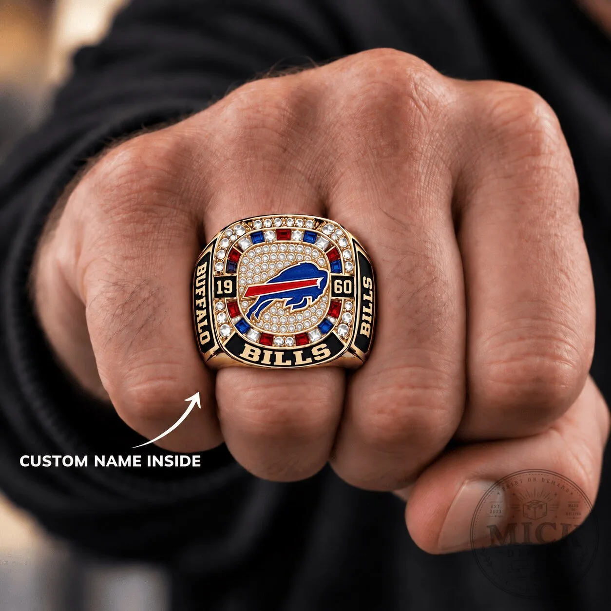 Buffalo Bills NFL Custom Name Championship Ring for Football Fans