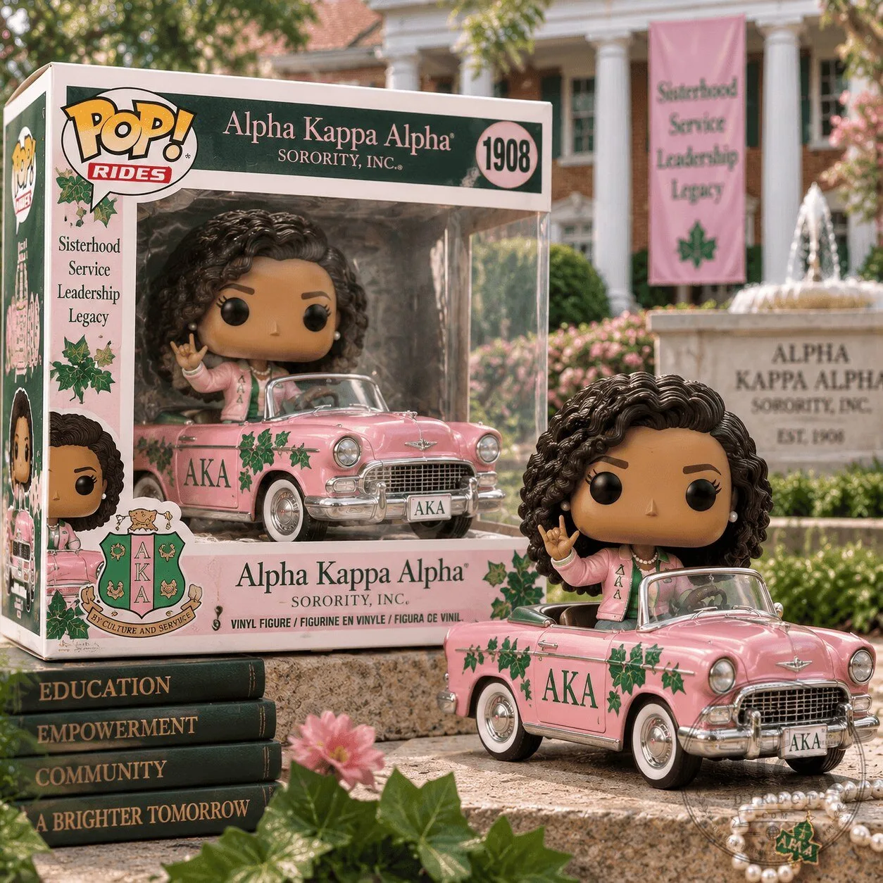 Alpha Kappa Alpha Sorority Pink Car with Doll Funko Pop Rides Vinyl Figure
