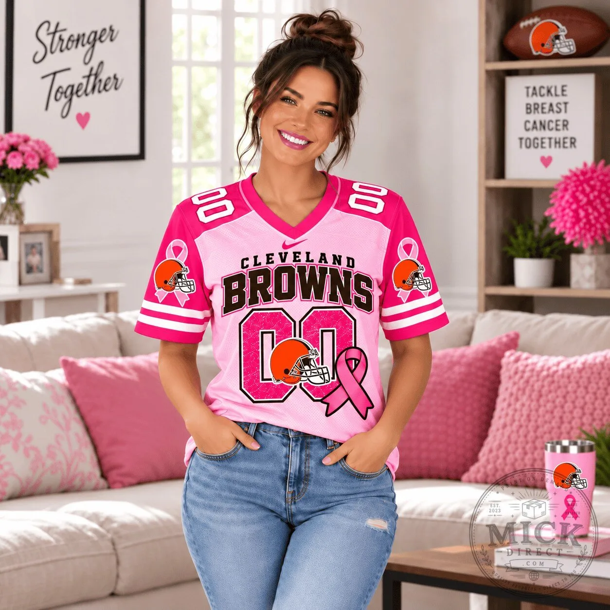 Cleveland Browns Tackle Breast Cancer Awareness Pink Football Jersey 5 Cleveland Browns Tackle Breast Cancer Awareness Pink Football Jersey