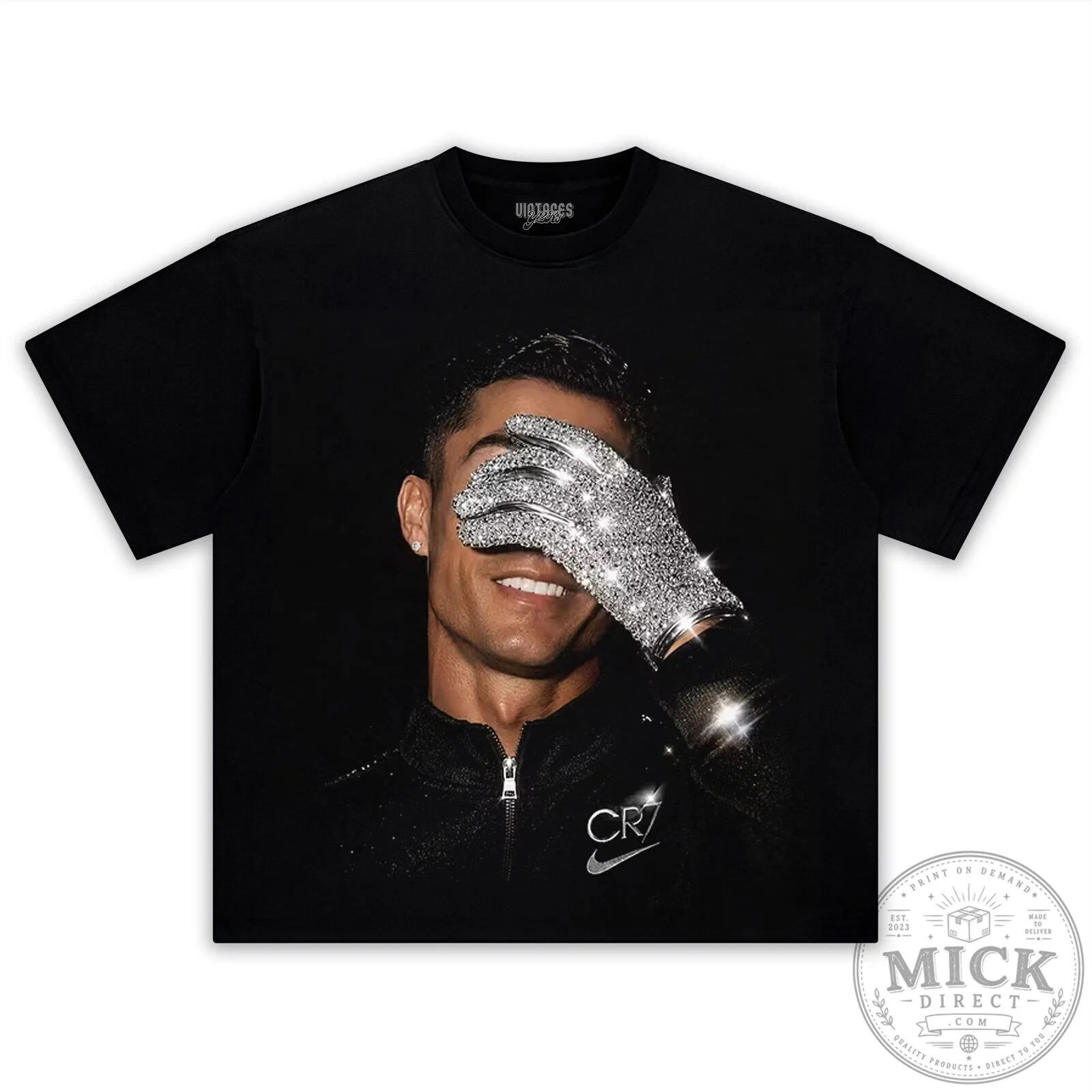 Cristiano Ronaldo Michael Jackson Inspired Rhinestone Glove Black T-Shirt 2 Cristiano Ronaldo Michael Jackson Inspired Rhinestone Glove Black T-Shirt