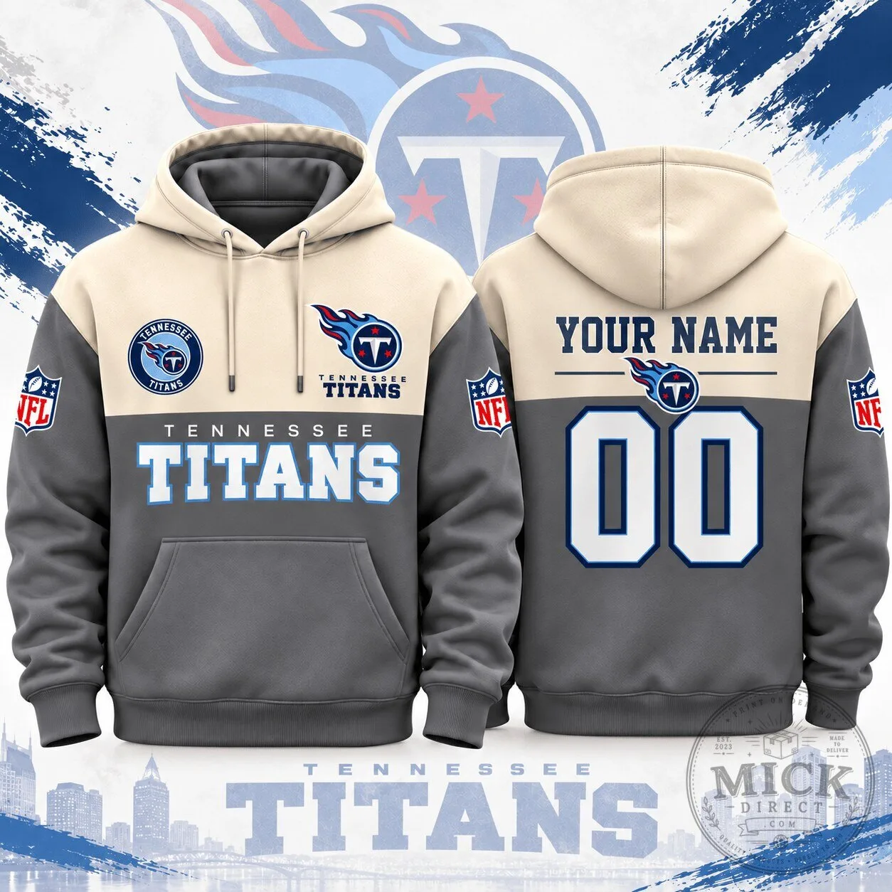 Tennessee Titans NFL Football Team Custom Name and Number Pullover Hoodie