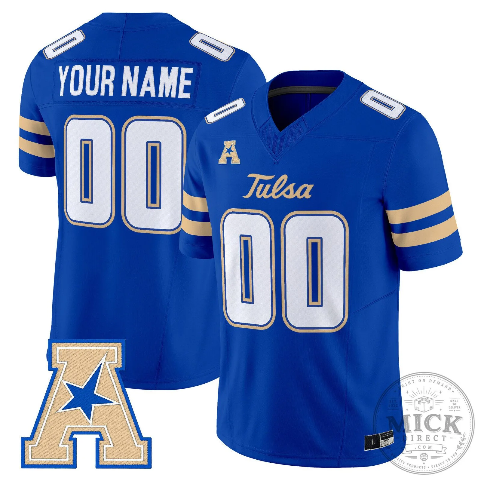 Personalized Football Jersey for Tulsa Golden Hurricane Featuring Your Name and Number