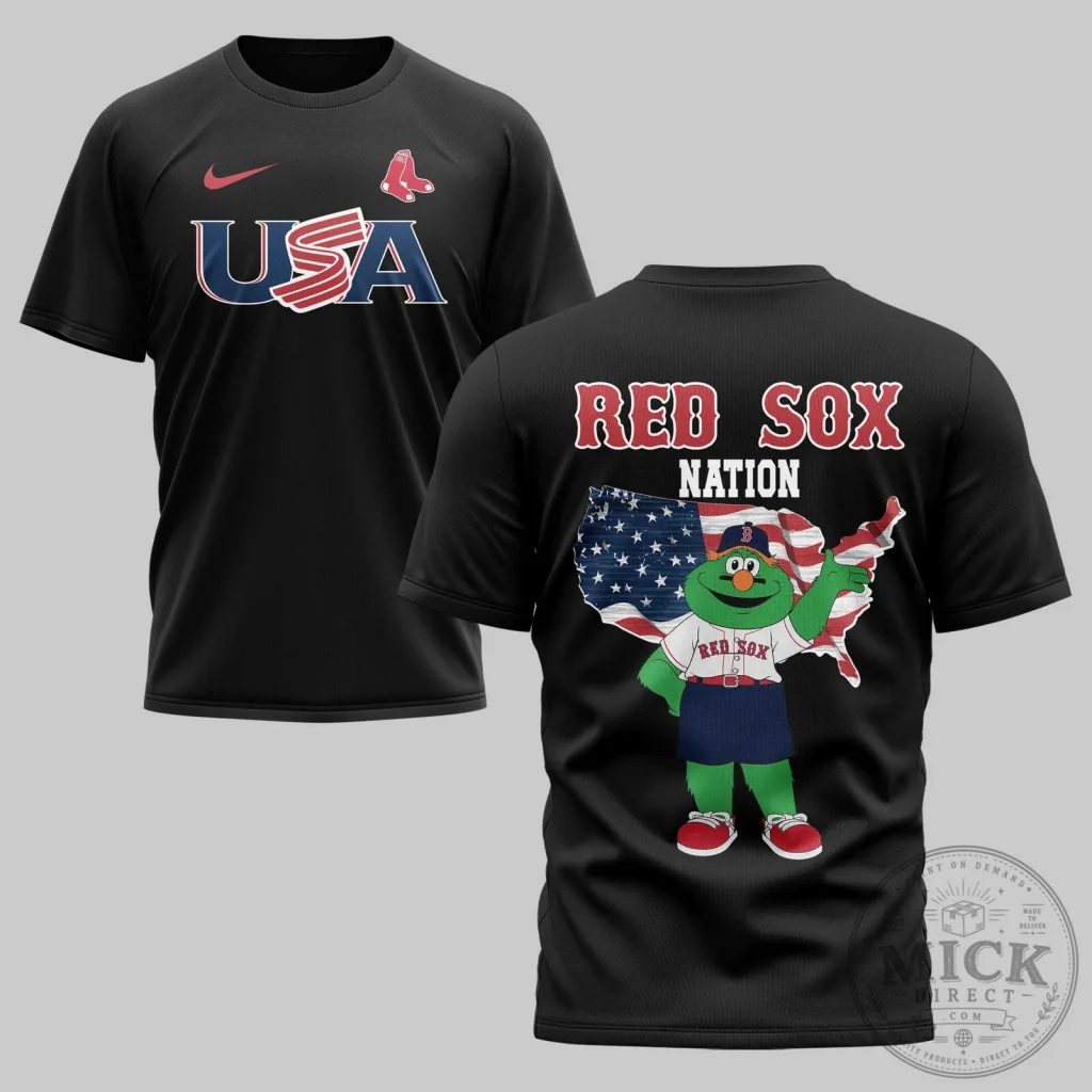 Boston Red Sox Baseball USA Nation Wally The Green Monster T-Shirt Boston Red Sox Baseball USA Nation Wally The Green Monster T-Shirt