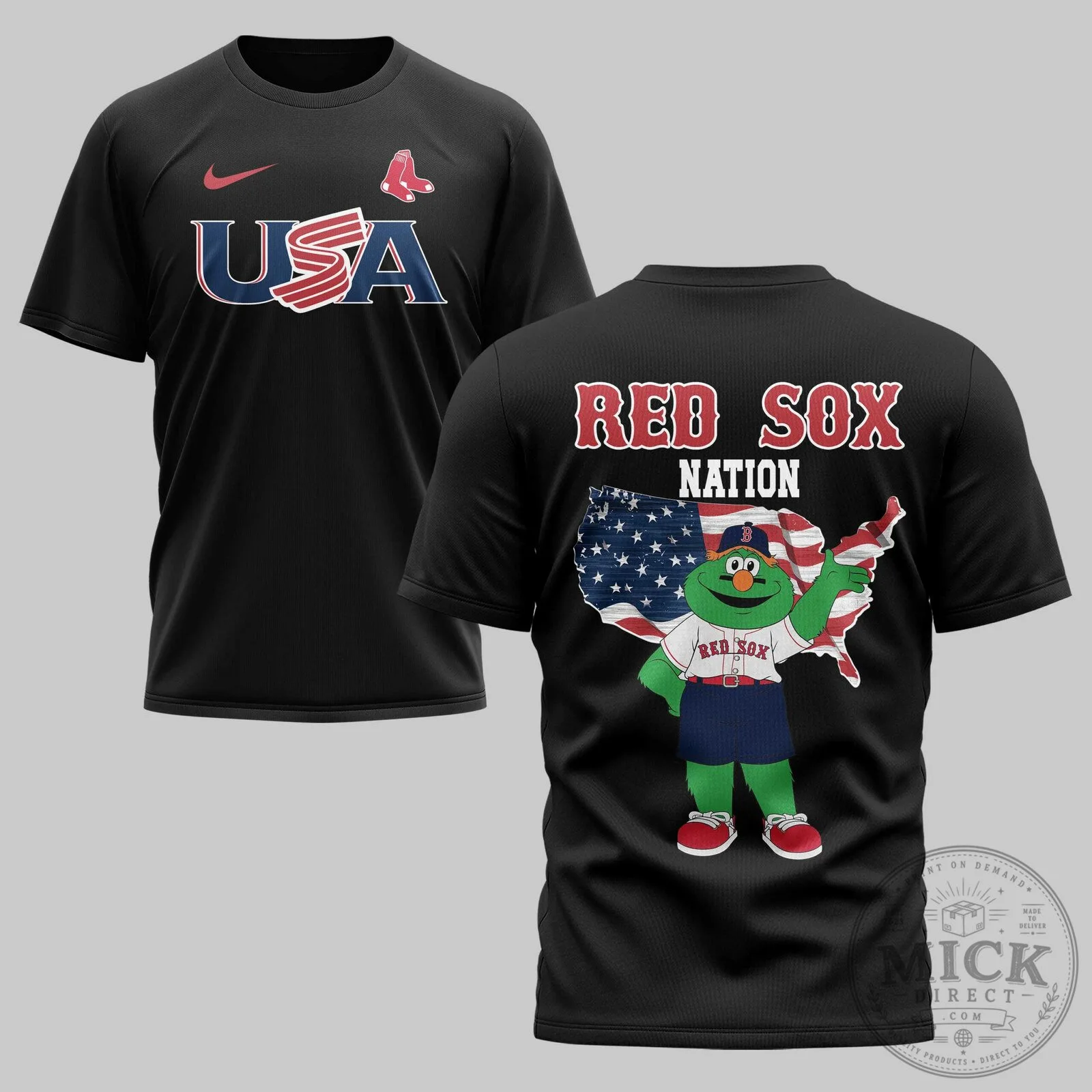Boston Red Sox Baseball USA Nation Wally The Green Monster T-Shirt