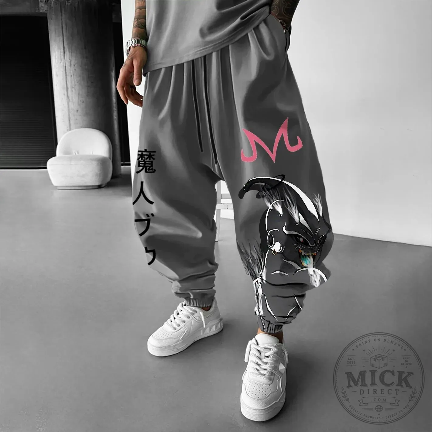 Dragon Ball Z Majin Buu Anime Fan Art Gray Harem Pants