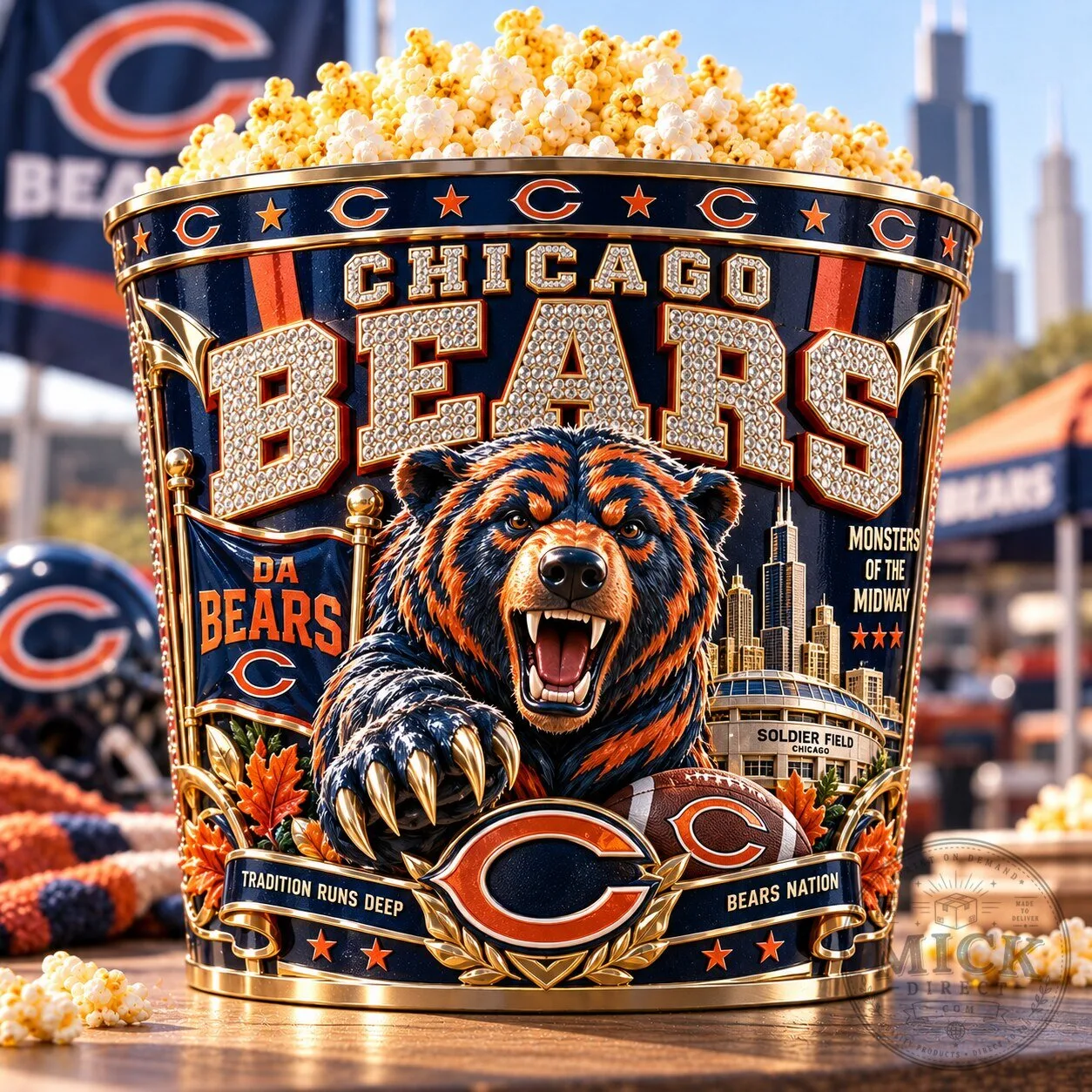 Chicago Bears Football Team Popcorn Bucket