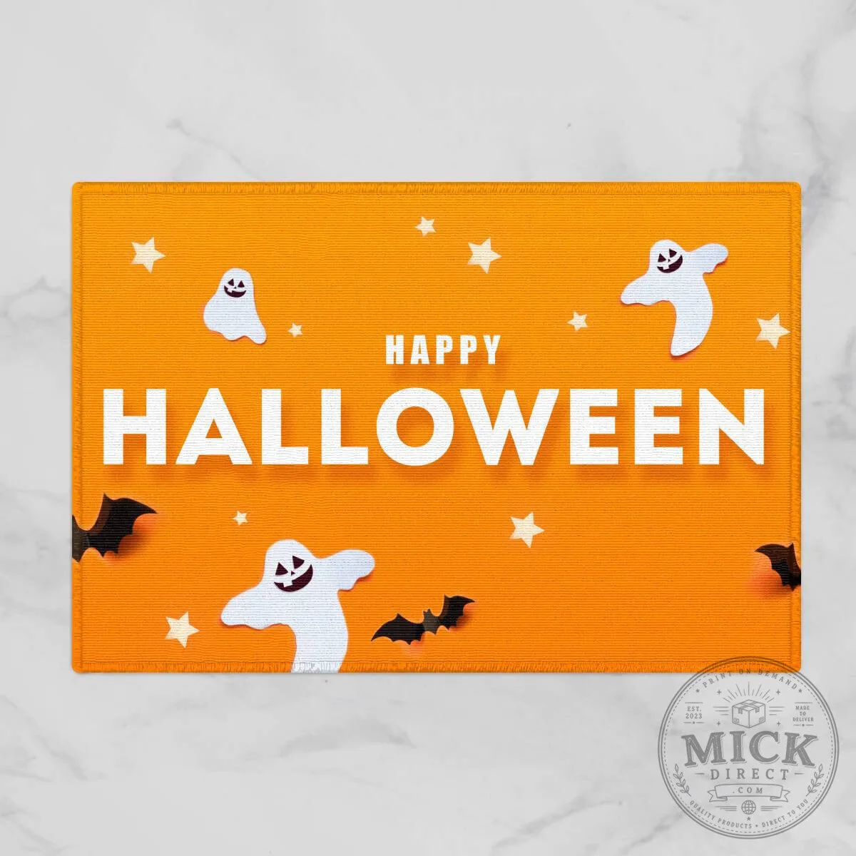 Happy Halloween Ghost and Bat Doormat