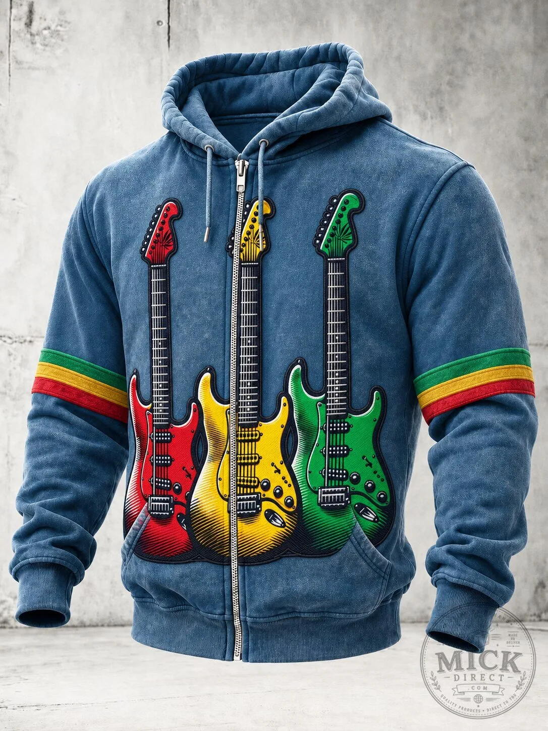 Reggae Guitars Rasta Colors Full Zip Hoodie