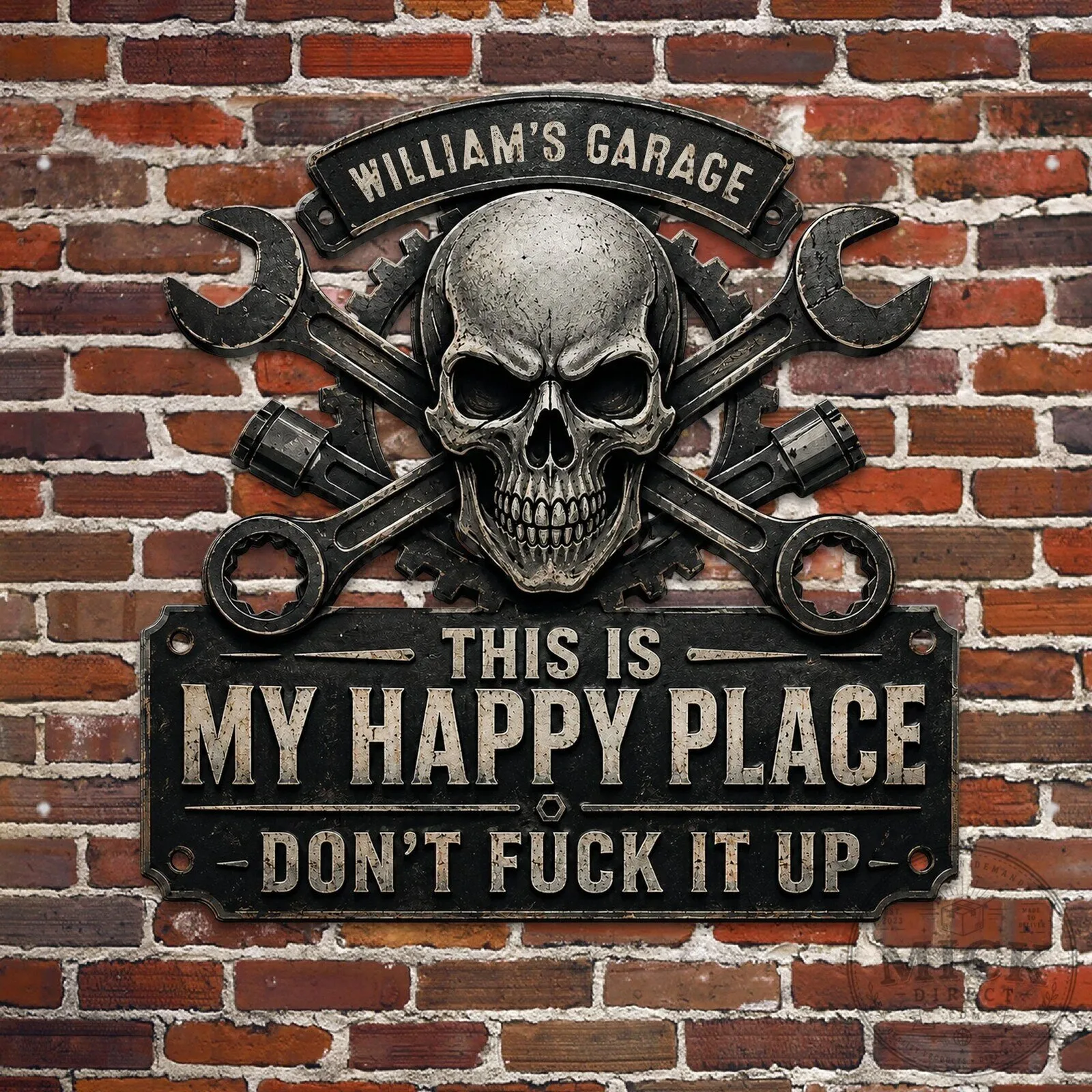 Happy Halloween Skull Garage Sign, This Is My Happy Place Metal Wall Art Decor 8 Happy Halloween Skull Garage Sign, This Is My Happy Place Metal Wall Art Decor
