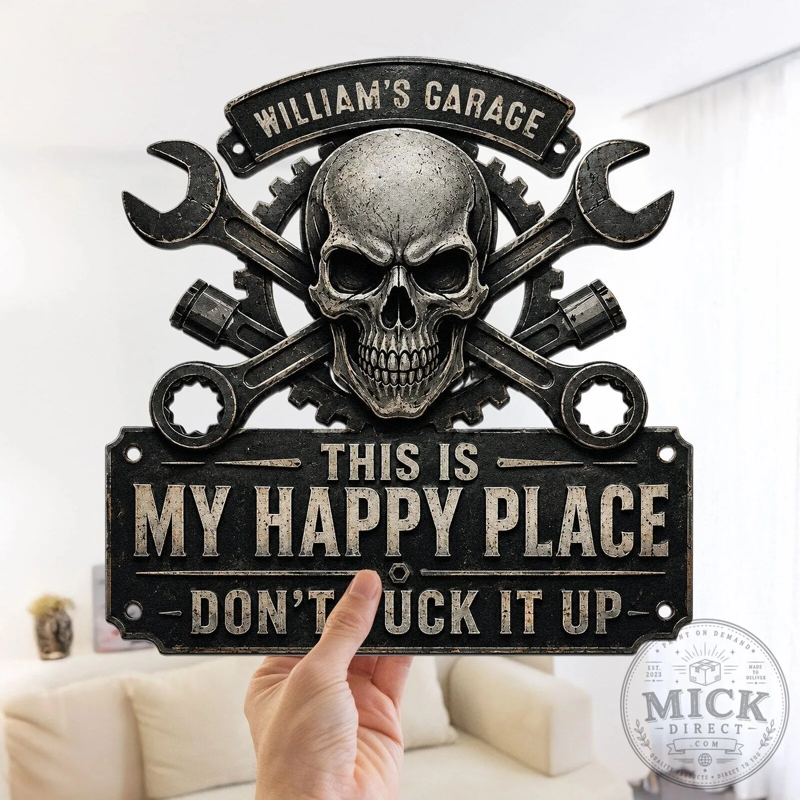 Happy Halloween Skull Garage Sign, This Is My Happy Place Metal Wall Art Decor 9 Happy Halloween Skull Garage Sign, This Is My Happy Place Metal Wall Art Decor