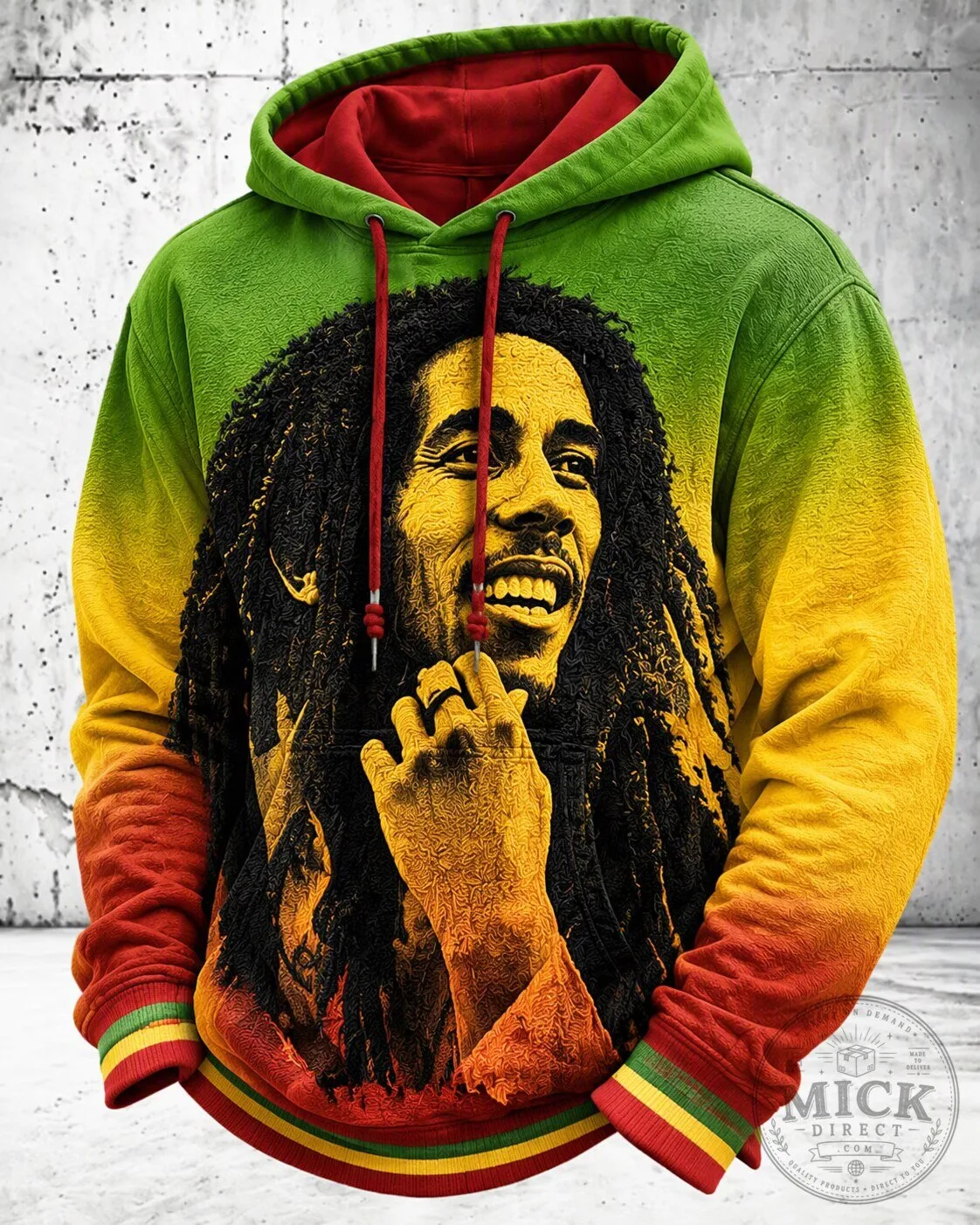 Bob Marley Reggae Music Legend Portrait Rasta Colors Hoodie