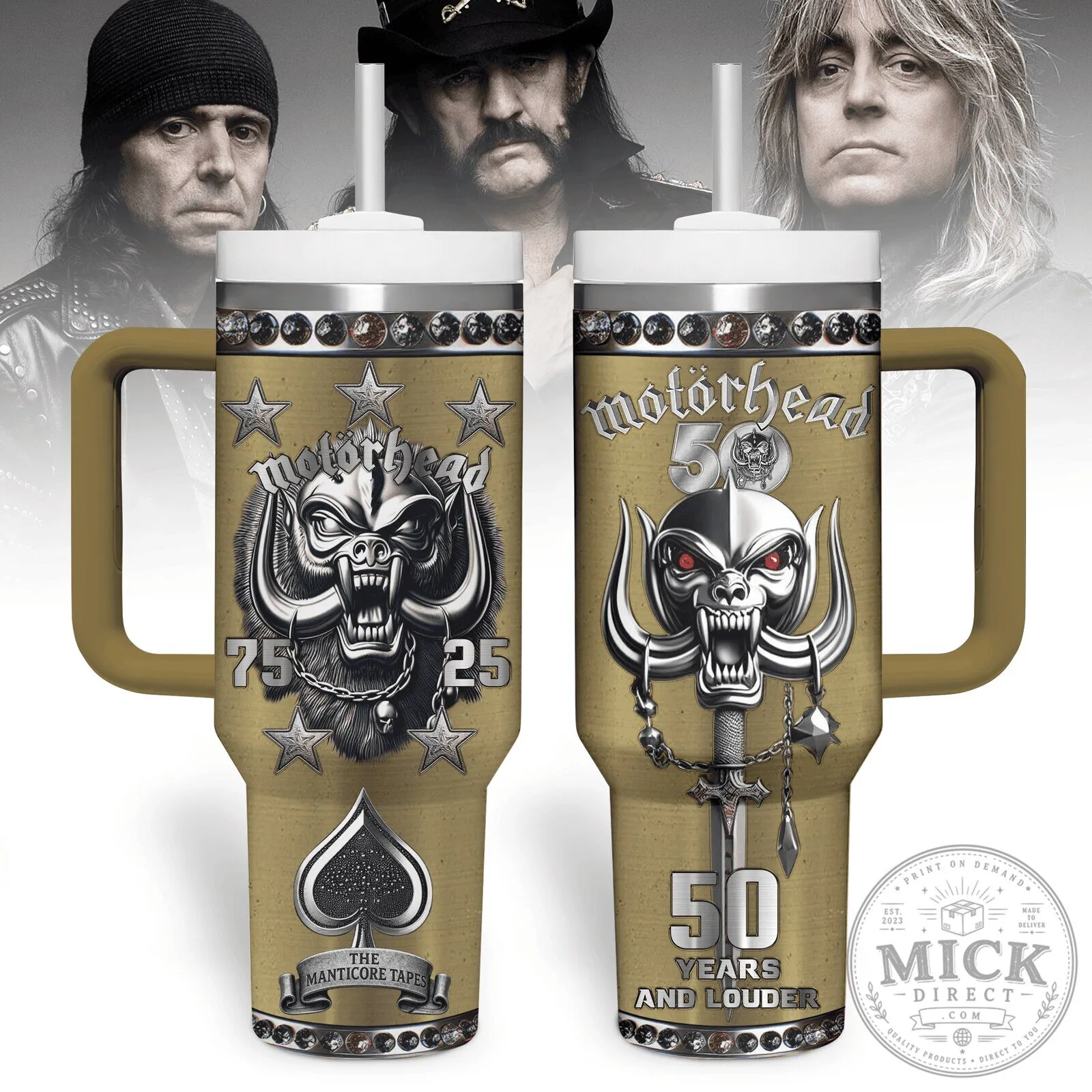 Motorhead 50th Anniversary Snaggletooth Logo Insulated Tumbler with Handle 2 Motorhead 50th Anniversary Snaggletooth Logo Insulated Tumbler with Handle