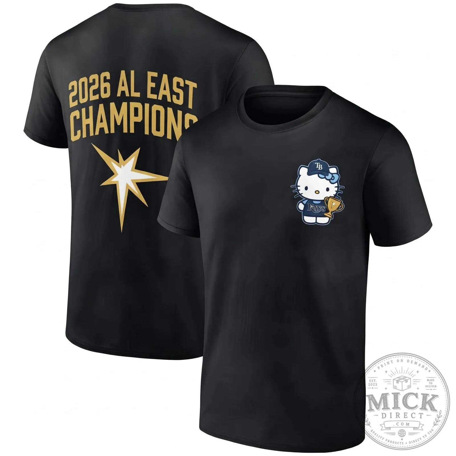 Hello Kitty Black T-Shirt 2026 AL East Champions Tampa Bay Rays