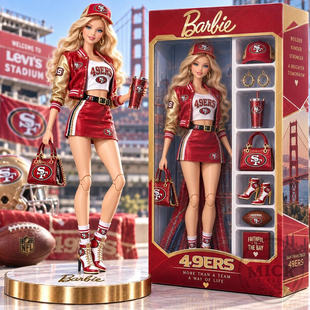 San Francisco 49ers Barbie Doll Commemorative Collectible Figurine 2 San Francisco 49ers Barbie Doll Commemorative Collectible Figurine