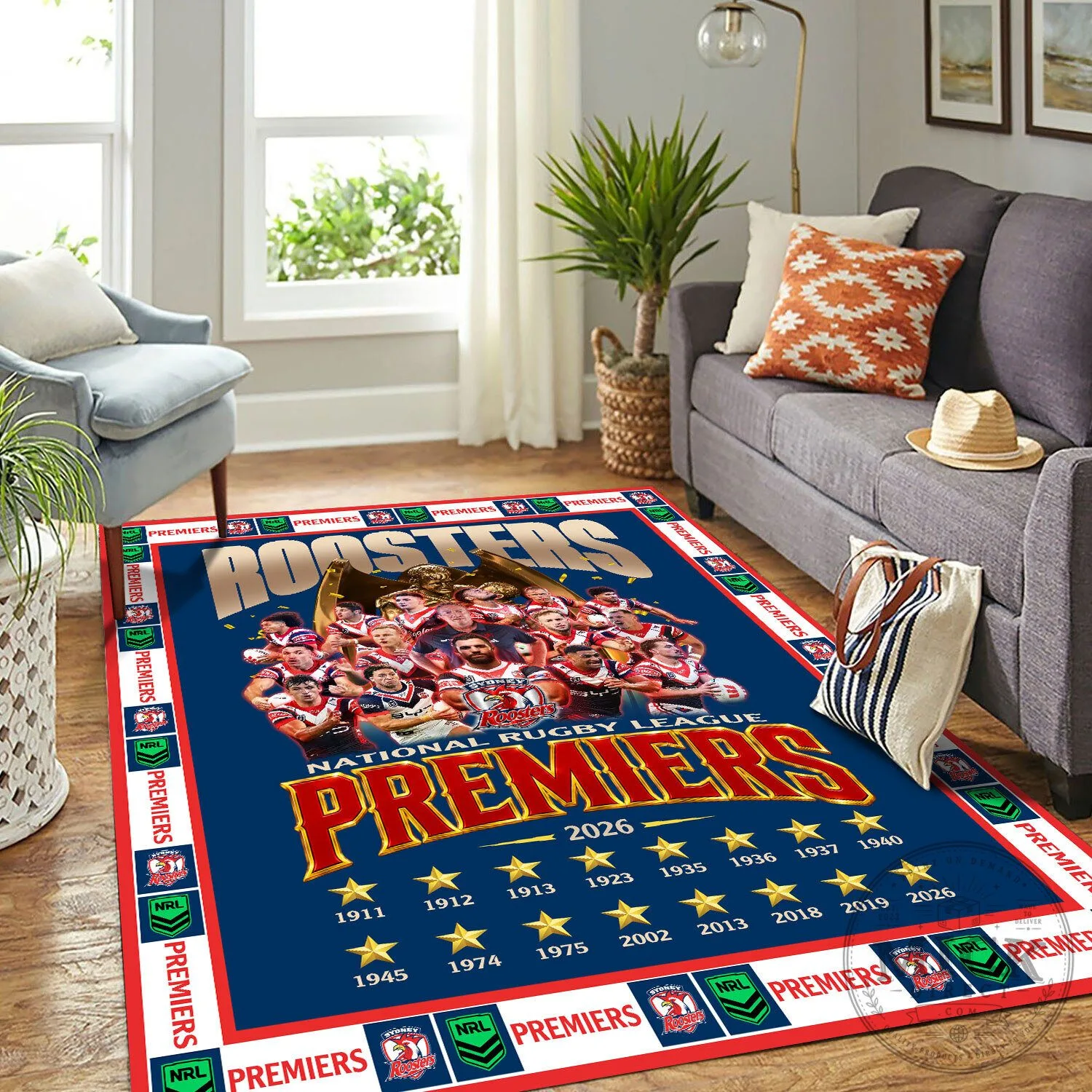 Sydney Roosters National Rugby League Premiers Commemorative Area Rug