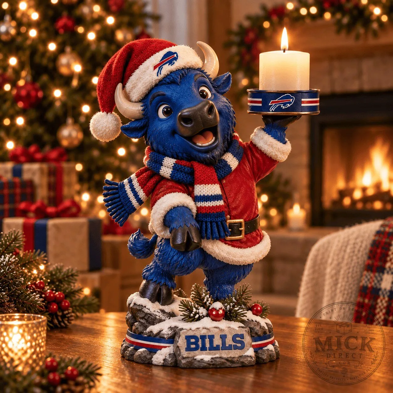 Buffalo Bills Billy Buffalo Christmas Figurine Candle Holder