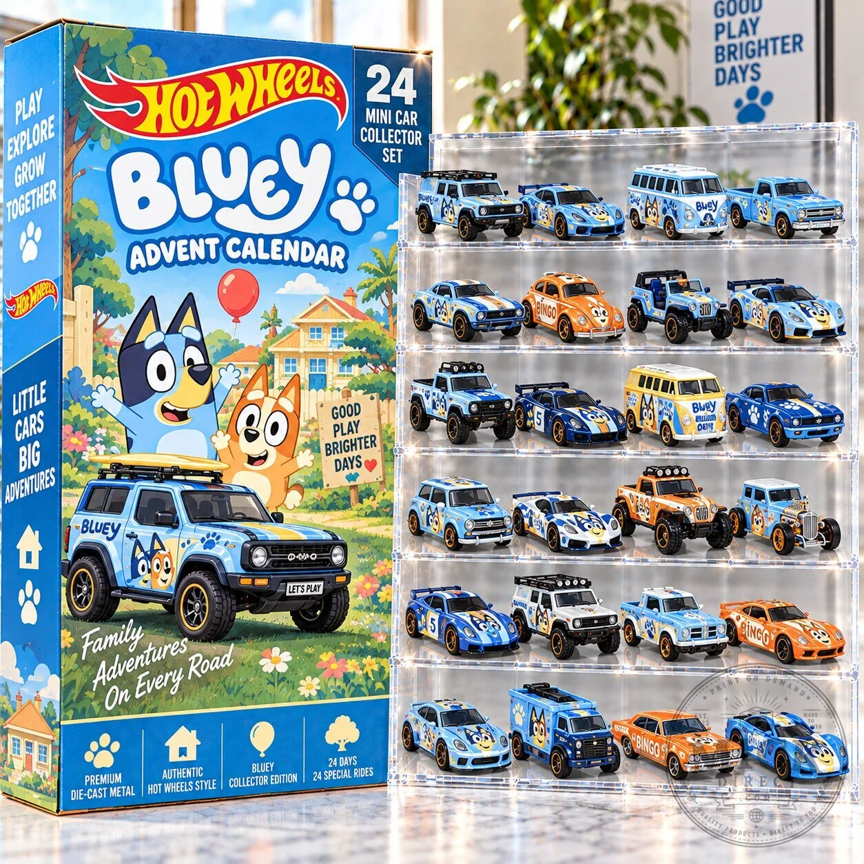 Bluey Hot Wheels Advent Calendar 24 Mini Car Collector Set