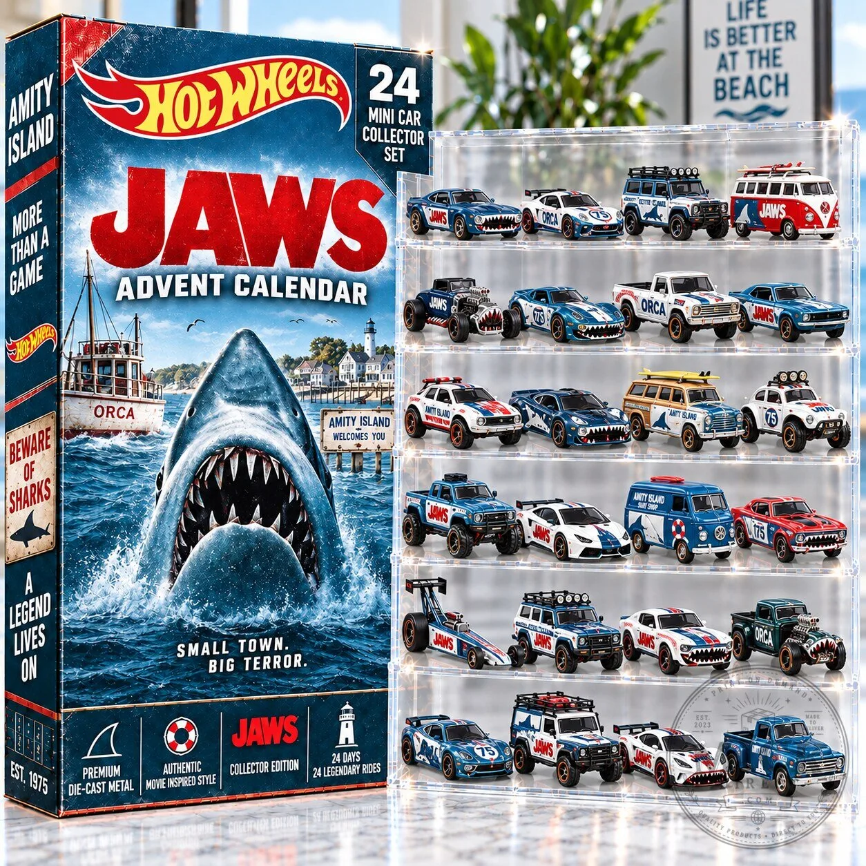 Jaws Hot Wheels Advent Calendar 24 Mini Car Collector Set