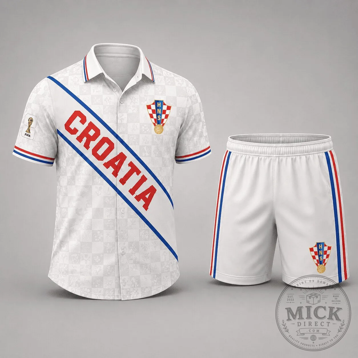 Croatia FIFA World Cup Soccer Team White Hawaiian Shirt