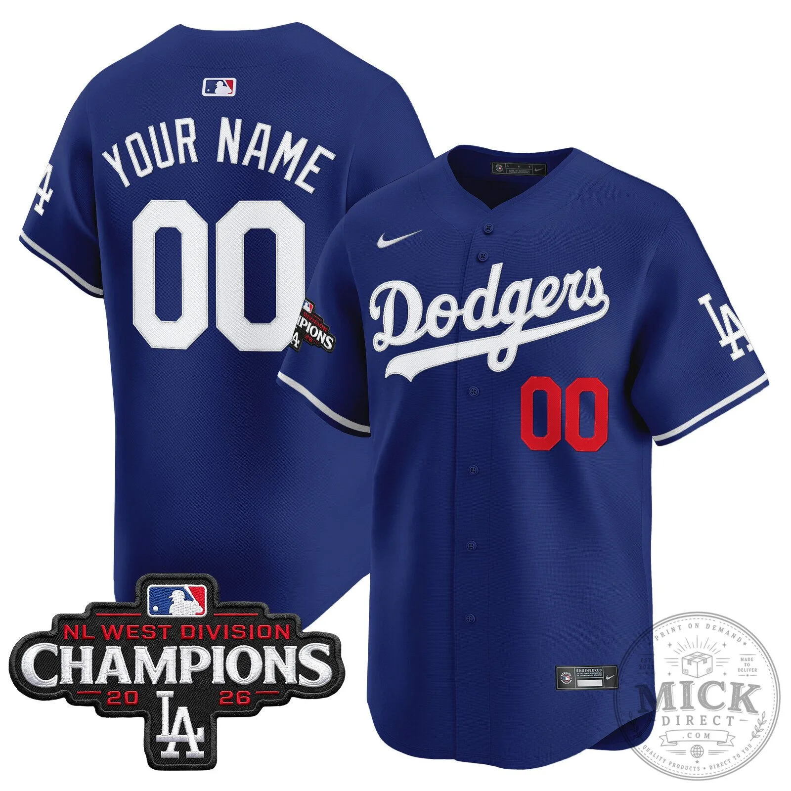 Los Angeles Dodgers NL West Division Champions Baseball Jersey