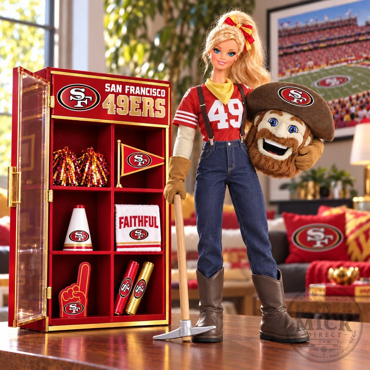 San Francisco 49ers Barbie Doll and Display Case Collectible Figurine 1 San Francisco 49ers Barbie Doll and Display Case Collectible Figurine