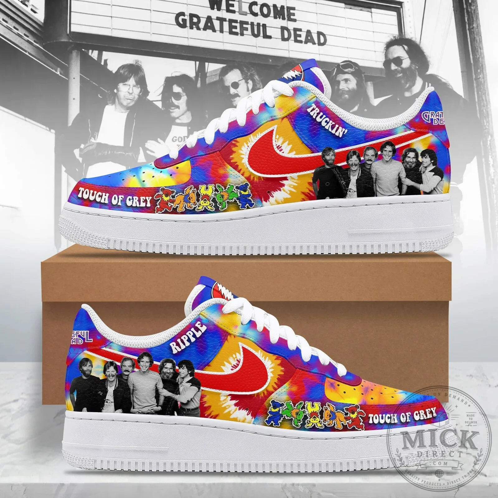 Grateful Dead Tie-Dye Ripple Touch of Grey Band Music Sneakers 1 Grateful Dead Tie-Dye Ripple Touch of Grey Band Music Sneakers
