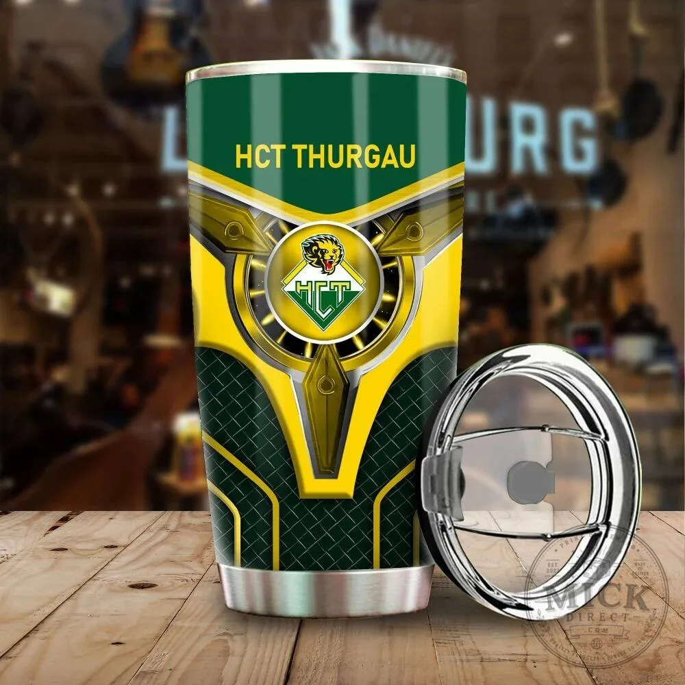 HC Thurgau Ice Hockey Club Green and Yellow Stainless Steel Tumbler