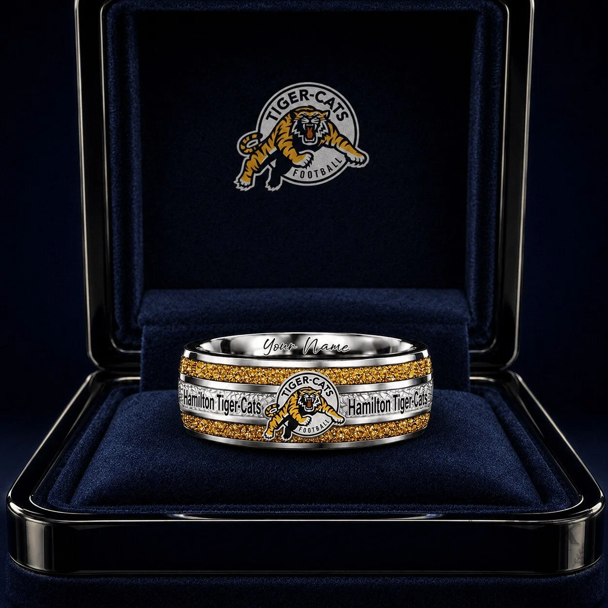Hamilton Tiger-Cats Football Team Custom Name Engraved Ring for Fan