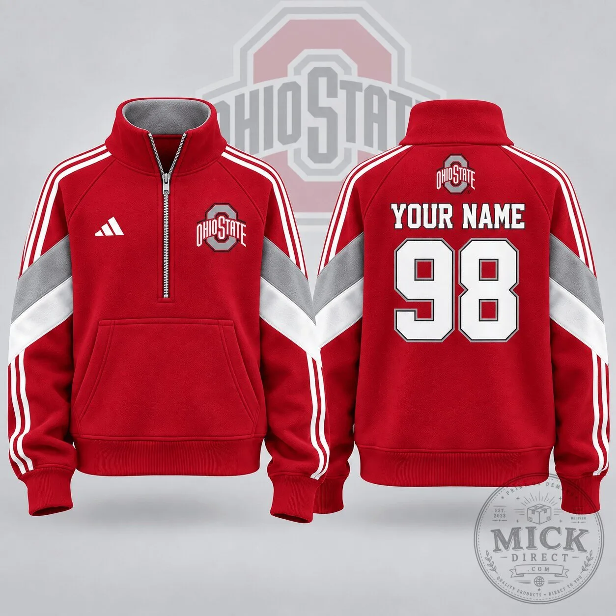 Ohio State Buckeyes Personalized Victory Line Quarter Zip Jacket