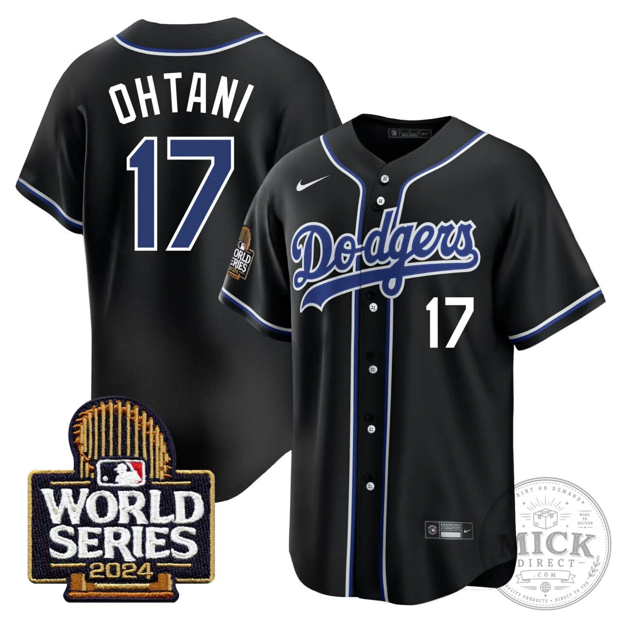 Los Angeles Dodgers Shohei Ohtani 2024 World Series Black Baseball Jersey