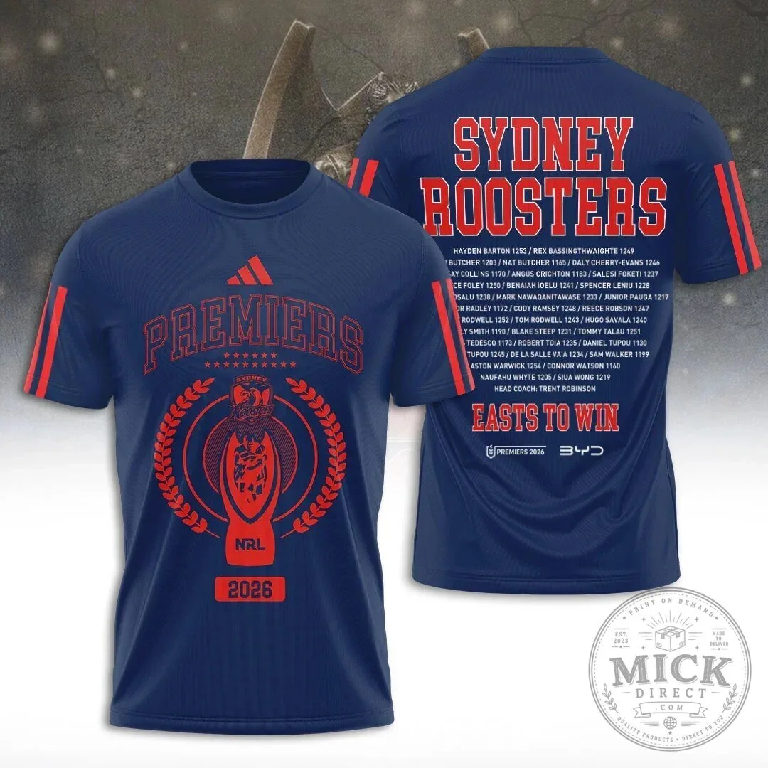 2026 NRL Premiers Jersey for Sydney Roosters Rugby League Football Team 2 2026 NRL Premiers Jersey for Sydney Roosters Rugby League Football Team