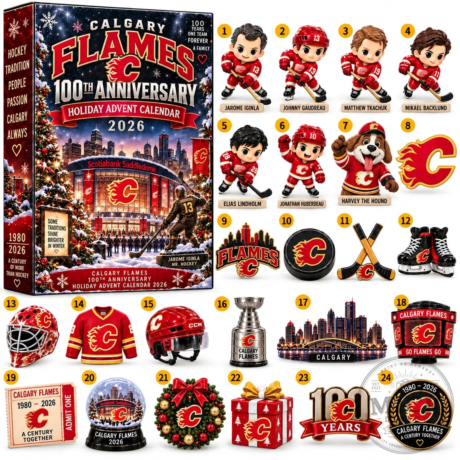 Calgary Flames 100th Anniversary Holiday Advent Calendar 2026 Blind Box