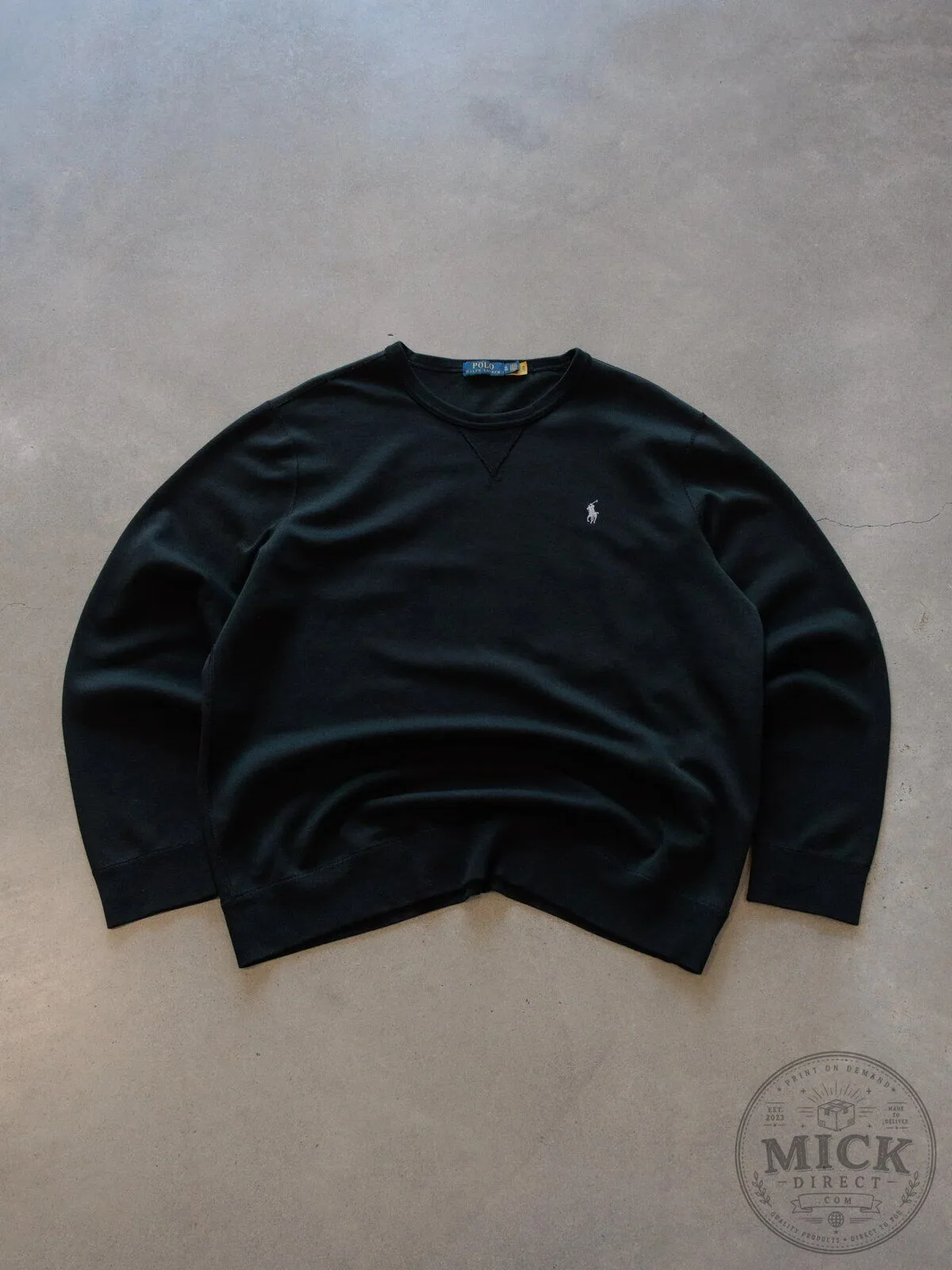 Polo Ralph Lauren Black Crewneck Sweatshirt with Embroidered Pony Logo