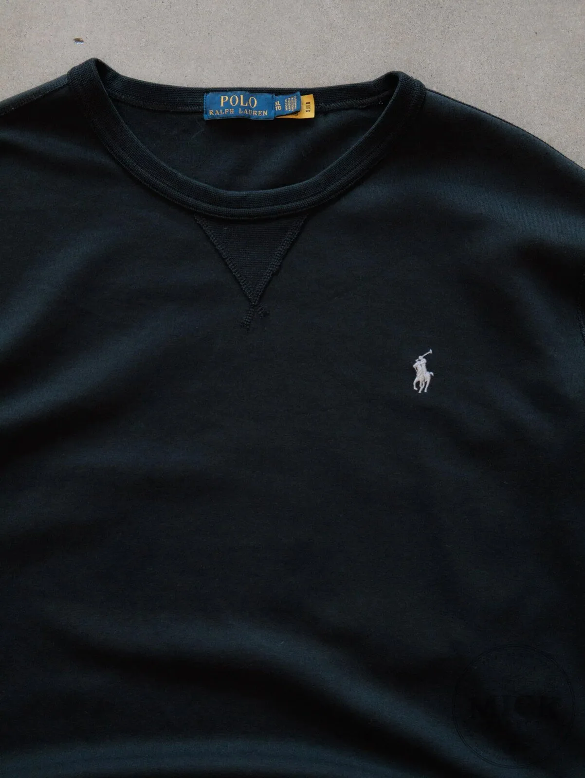 Polo Ralph Lauren Black Crewneck Sweatshirt with Embroidered Pony Logo 8 Polo Ralph Lauren Black Crewneck Sweatshirt with Embroidered Pony Logo