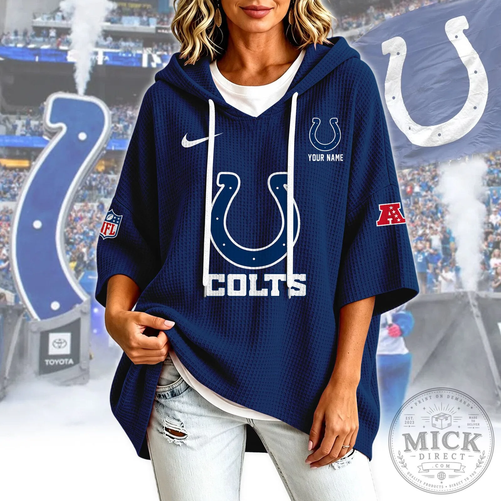 Indianapolis Colts NFL Football Team Logo Custom Name Hoodie 1 Indianapolis Colts NFL Football Team Logo Custom Name Hoodie