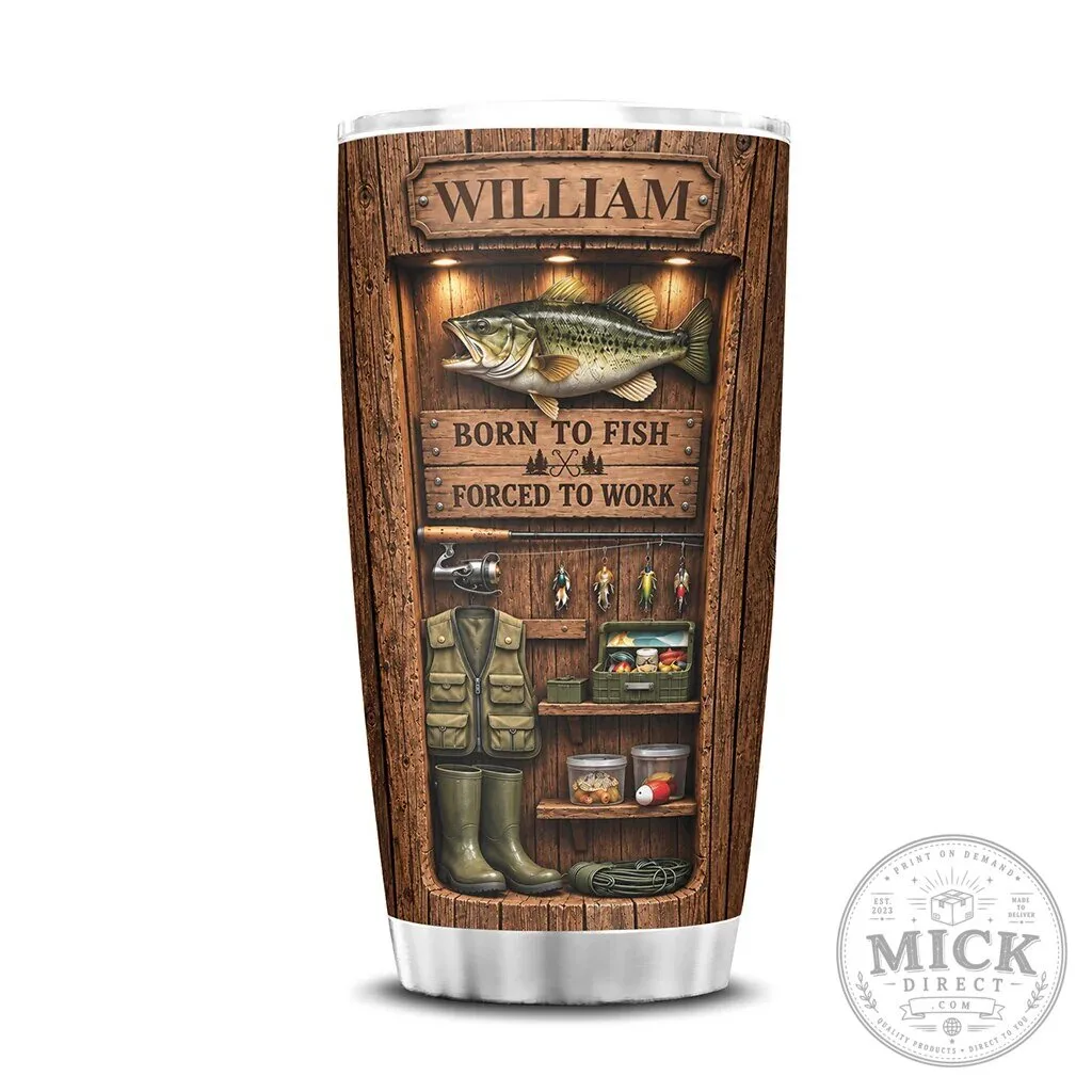 Personalized Bass Fishing Rustic Wood Tumbler