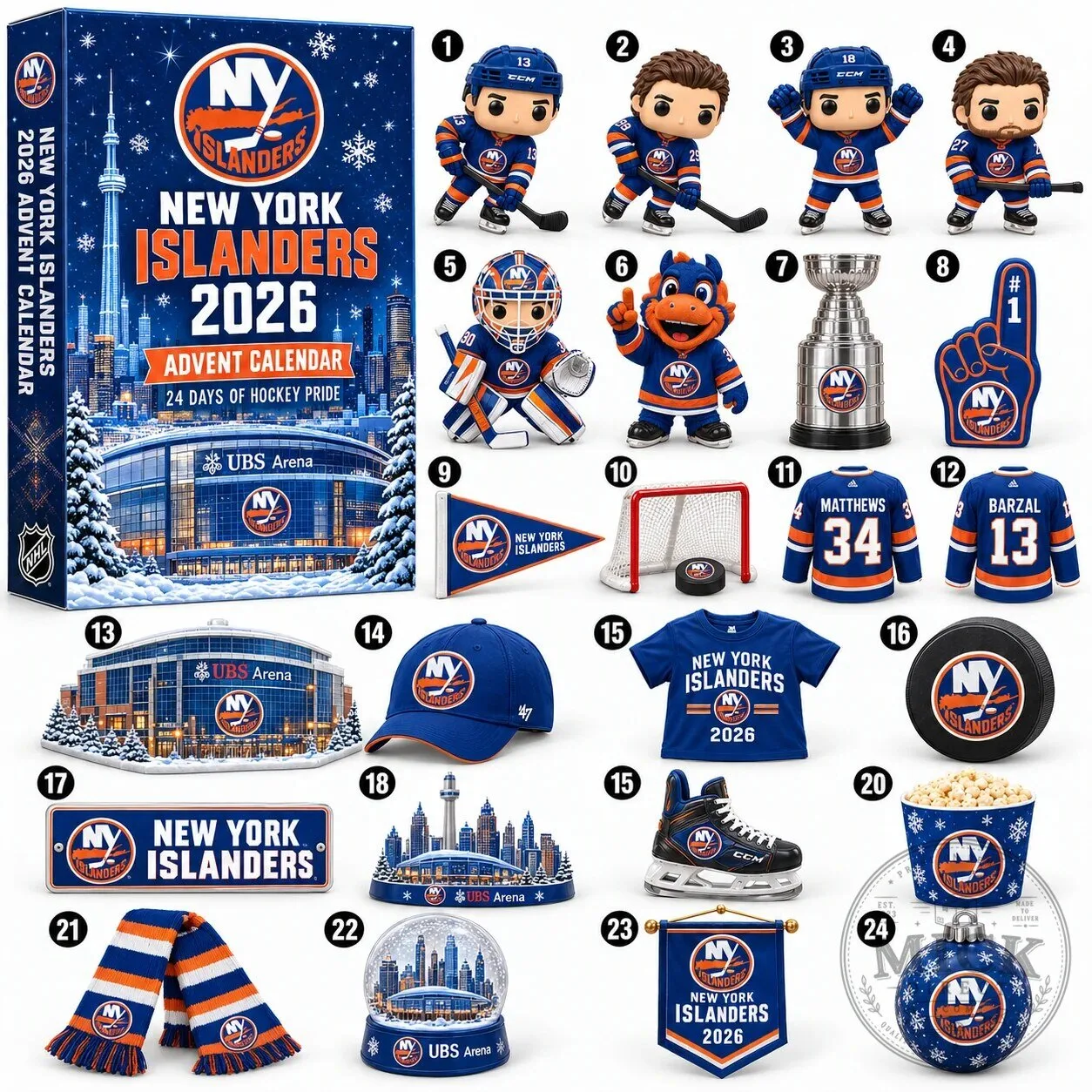 New York Islanders 2026 NHL Hockey Team 24-Day Countdown Advent Calendar
