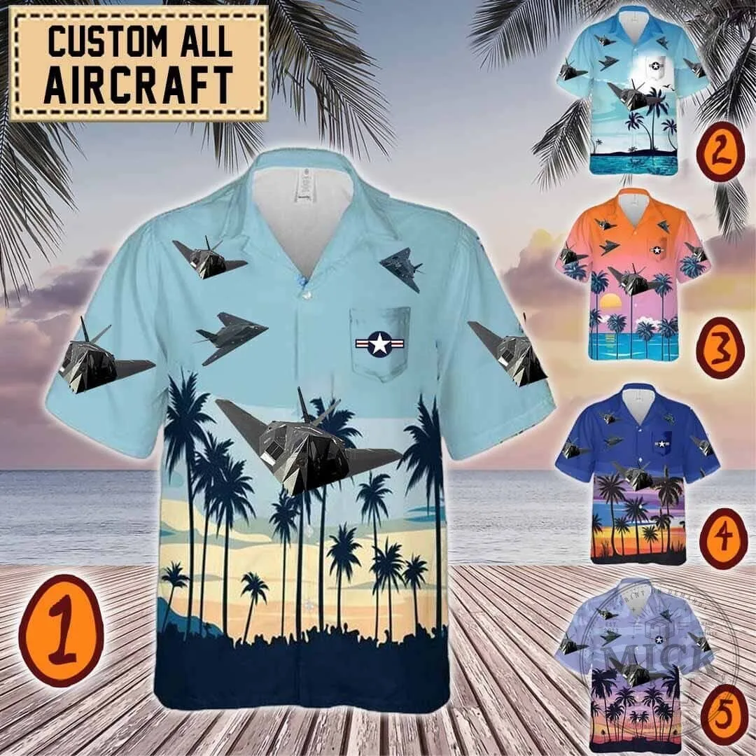 F-117 Nighthawk Stealth Fighter Jet Tropical Hawaiian Shirt