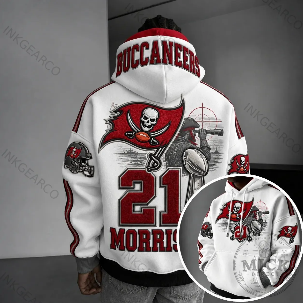 Tampa Bay Buccaneers Morris Number 21 Football Team Hoodie