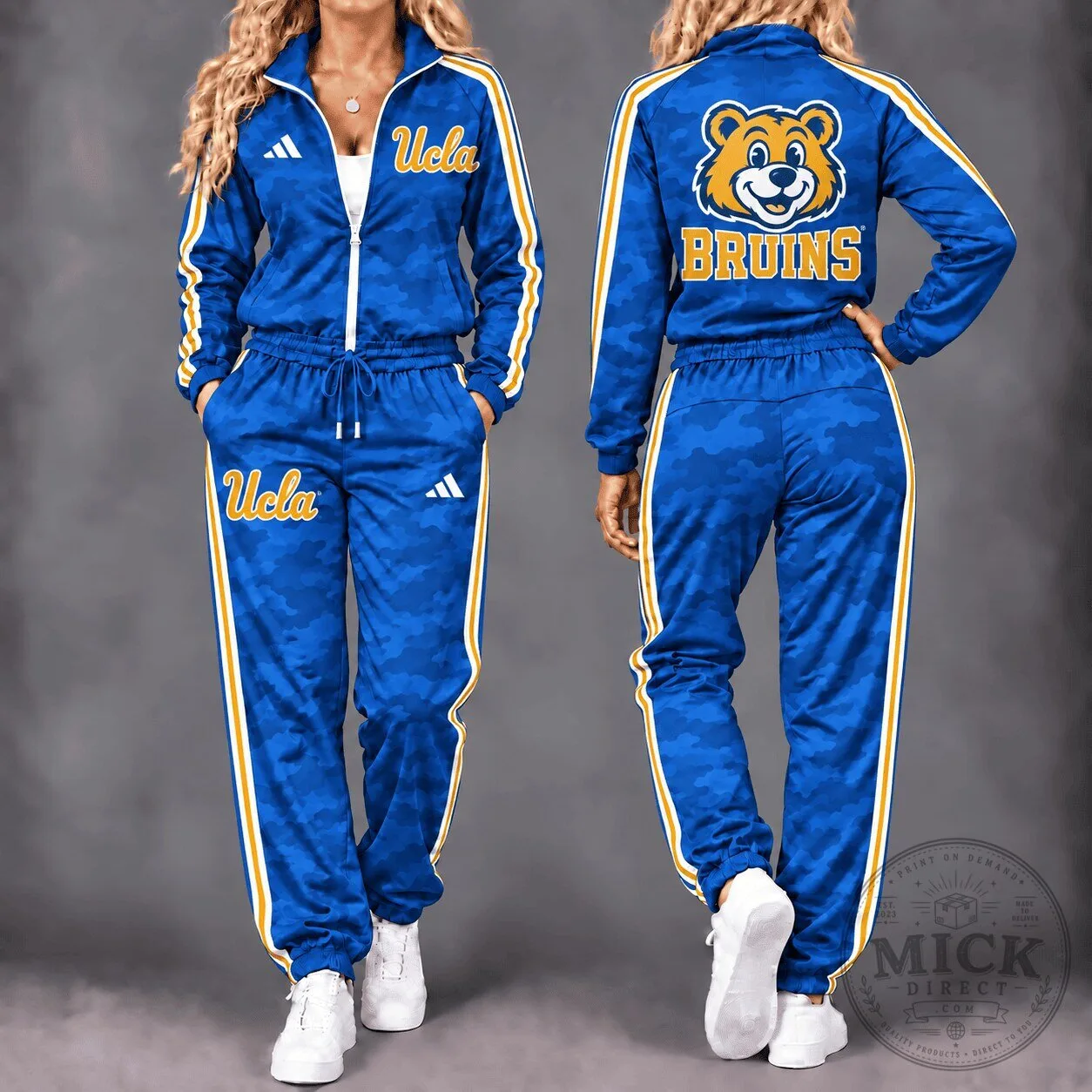 UCLA Bruins Blue Camouflage Pattern Tracksuit Jacket and Pants Set 2 UCLA Bruins Blue Camouflage Pattern Tracksuit Jacket and Pants Set