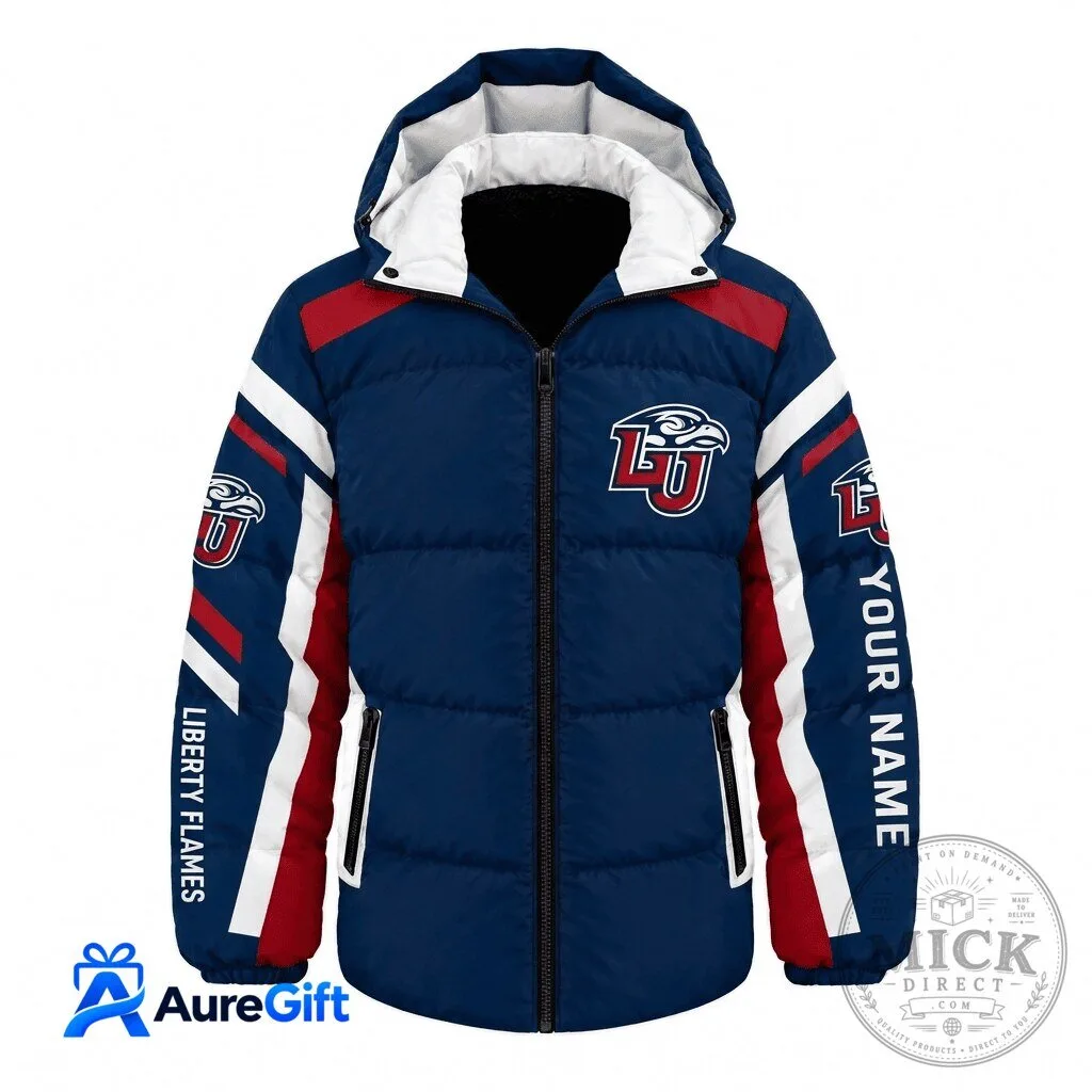 Liberty Flames NCAA Custom Name Winter Puffer Jacket for Men and Women 1 Liberty Flames NCAA Custom Name Winter Puffer Jacket for Men and Women