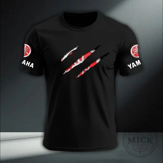 Yamaha Motorcycle Racing Claw Mark Graphic Black Men's T-Shirt