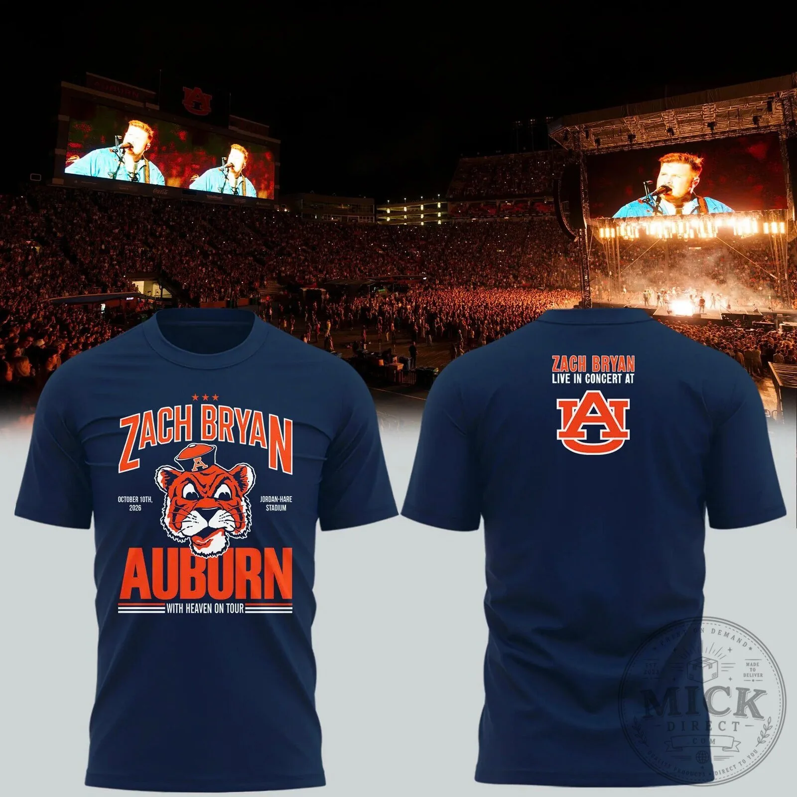 Zach Bryan Auburn Football Live in Concert at Jordan-Hare Stadium T-Shirt