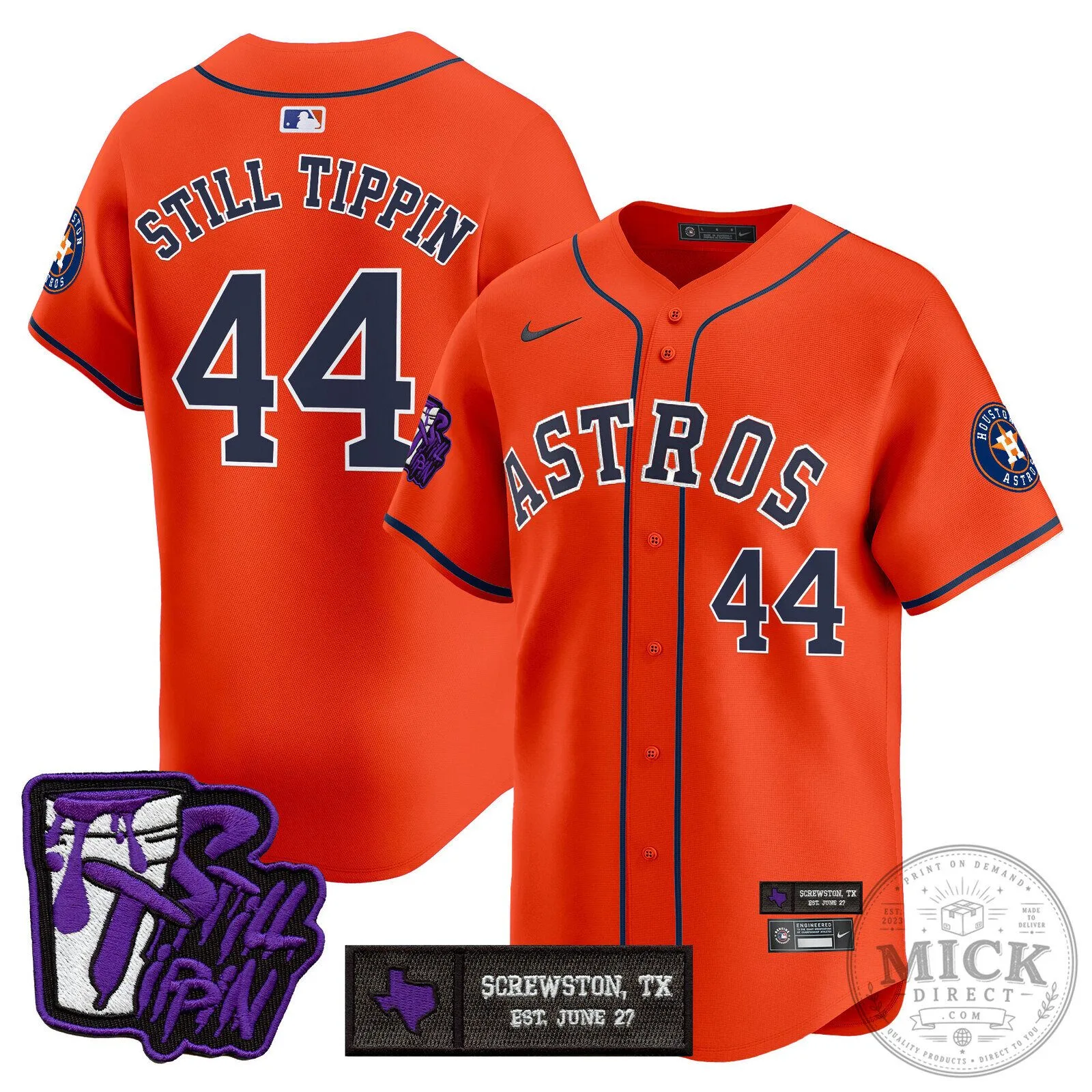 Houston Astros DJ Screw Still Tippin Orange Baseball Jersey