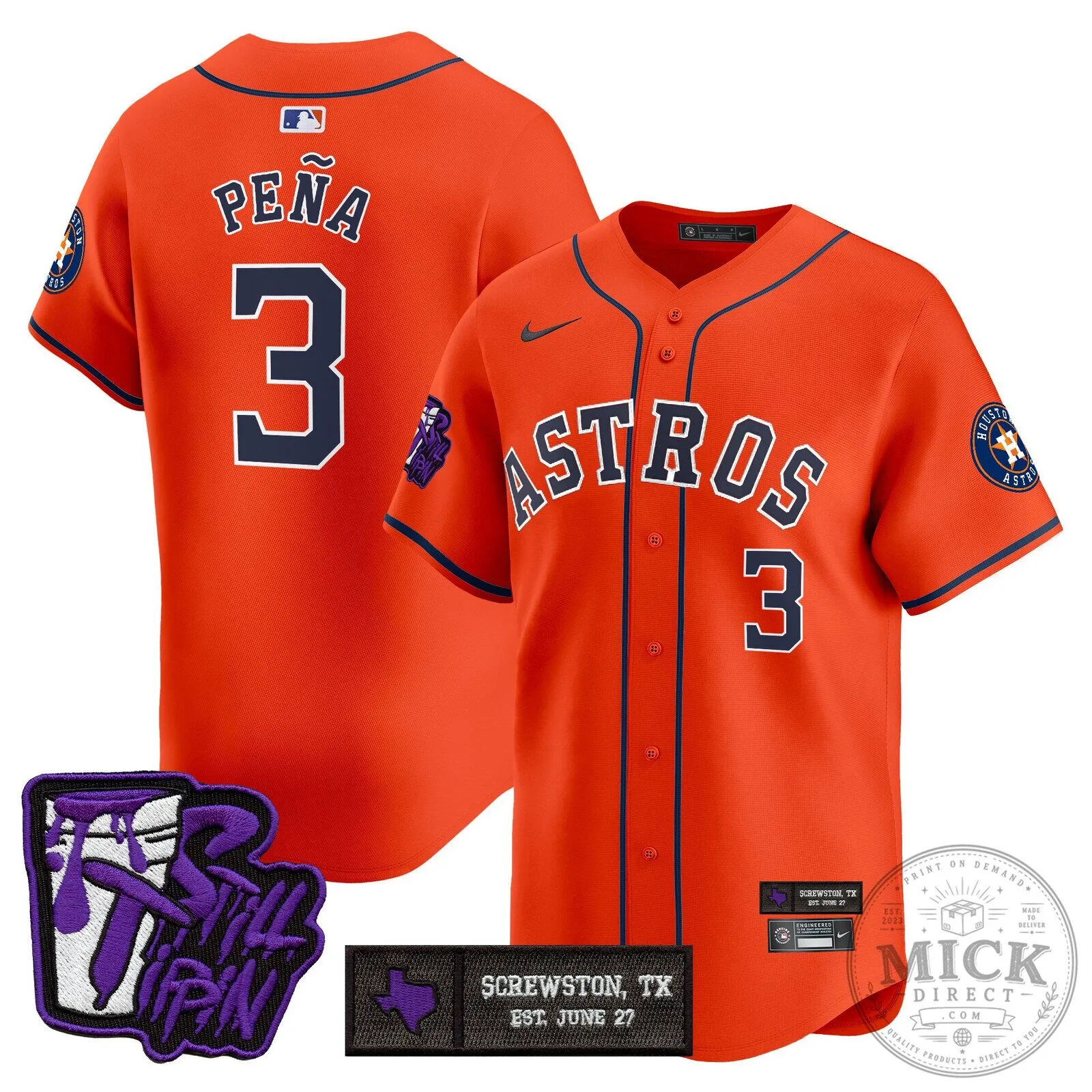 Houston Astros DJ Screw Still Tippin Orange Baseball Jersey 79 Houston Astros DJ Screw Still Tippin Orange Baseball Jersey