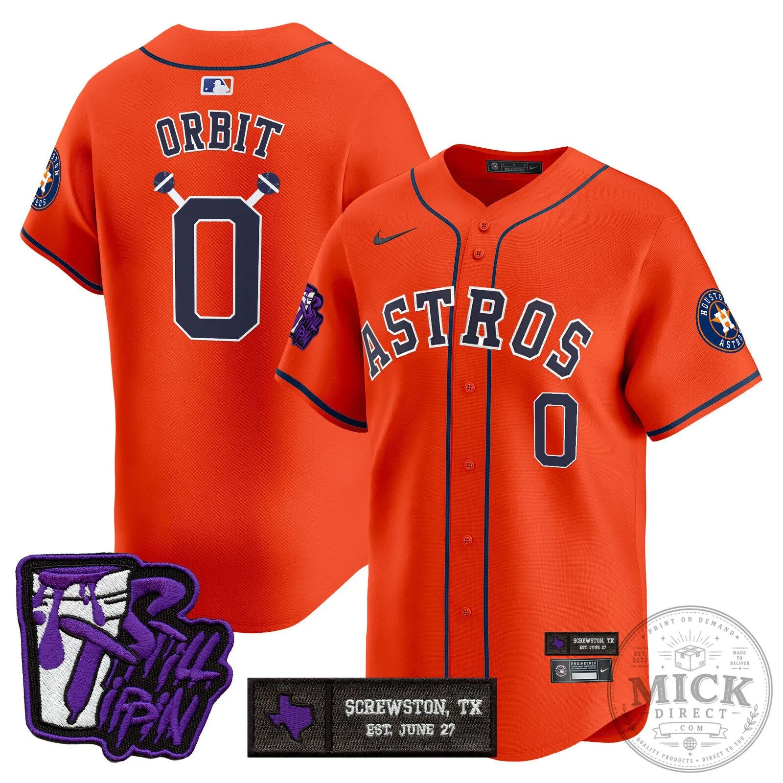 Houston Astros DJ Screw Still Tippin Orange Baseball Jersey 80 Houston Astros DJ Screw Still Tippin Orange Baseball Jersey