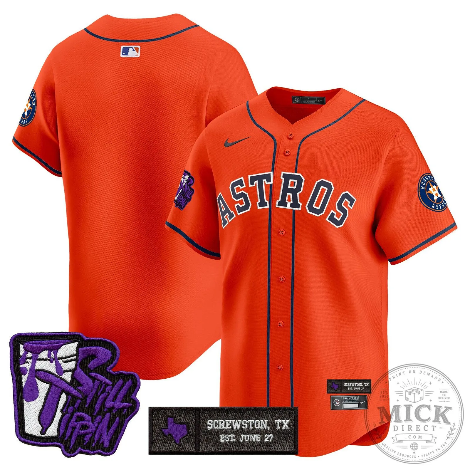 Houston Astros DJ Screw Still Tippin Orange Baseball Jersey 87 Houston Astros DJ Screw Still Tippin Orange Baseball Jersey