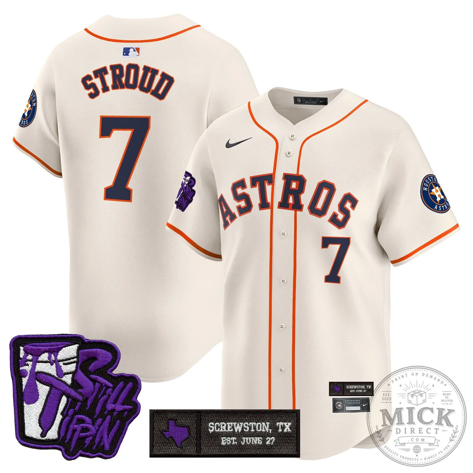 Houston Astros DJ Screw Still Tippin Orange Baseball Jersey 108 Houston Astros DJ Screw Still Tippin Orange Baseball Jersey